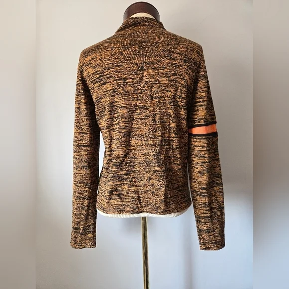 JAIMIE SADOCK Silk/ Cotton Mock Neck Brown/Black/Peach Top. Size Small - Picture 6 of 9